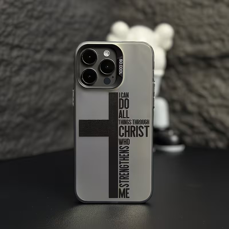 Apple Iphone 15 Pro Max - 指紋防止クロス聖書柄iPhoneケース iPhone 17 16 15 14