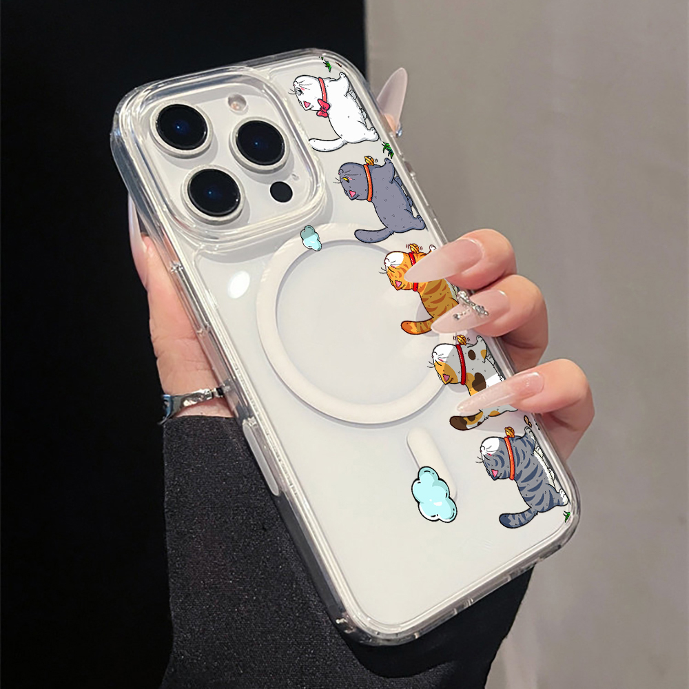 Apple Iphone 15 Pro Max - かわいい漫画猫柄クリアスマホケース iPhone 17 11 12 13