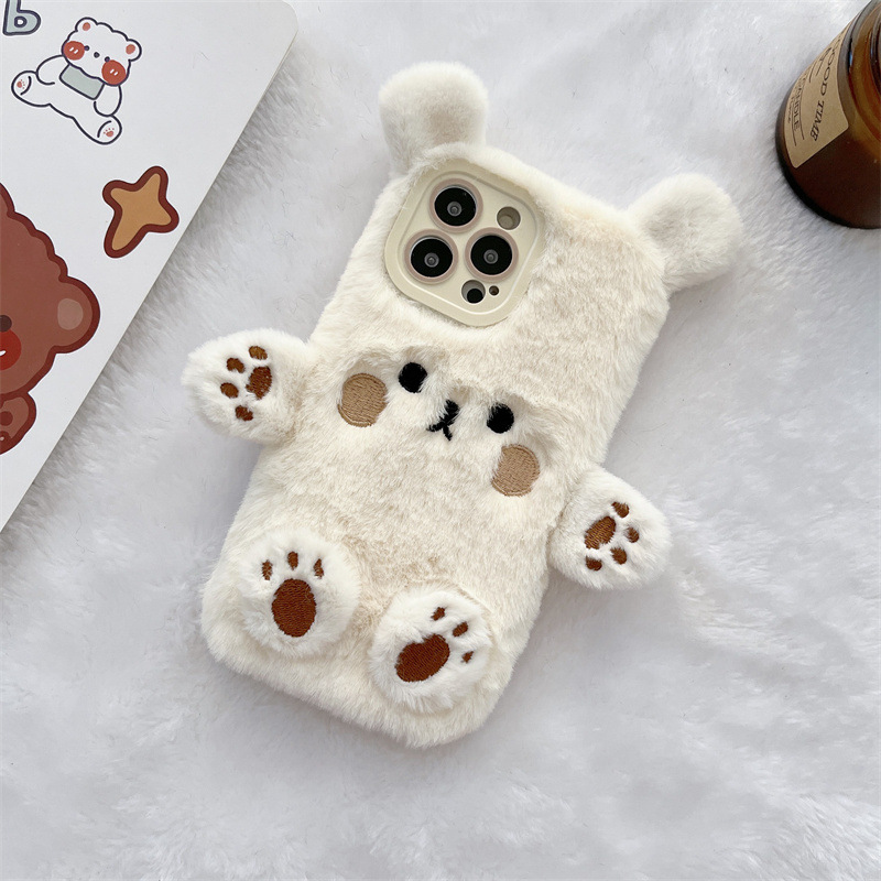 韓国の3D漫画風クマのふわふわぬいぐるみカップル携帯ケース  - Apple Iphone 15 Pro Max のレビューと価格