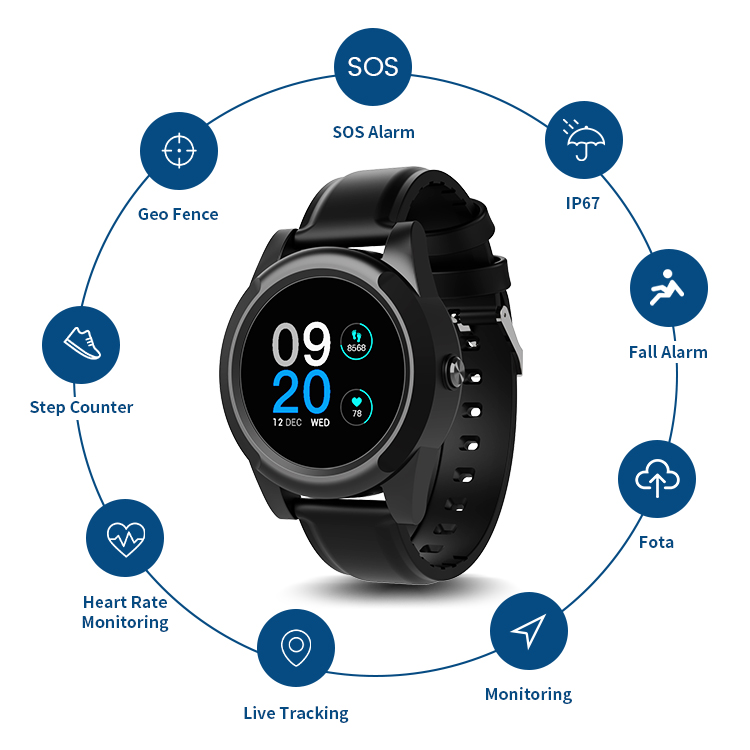 高齢者向けGPS追跡スマートウォッチ、転倒検知、SOS緊急通 - Fall Detection Watch のレビューと価格