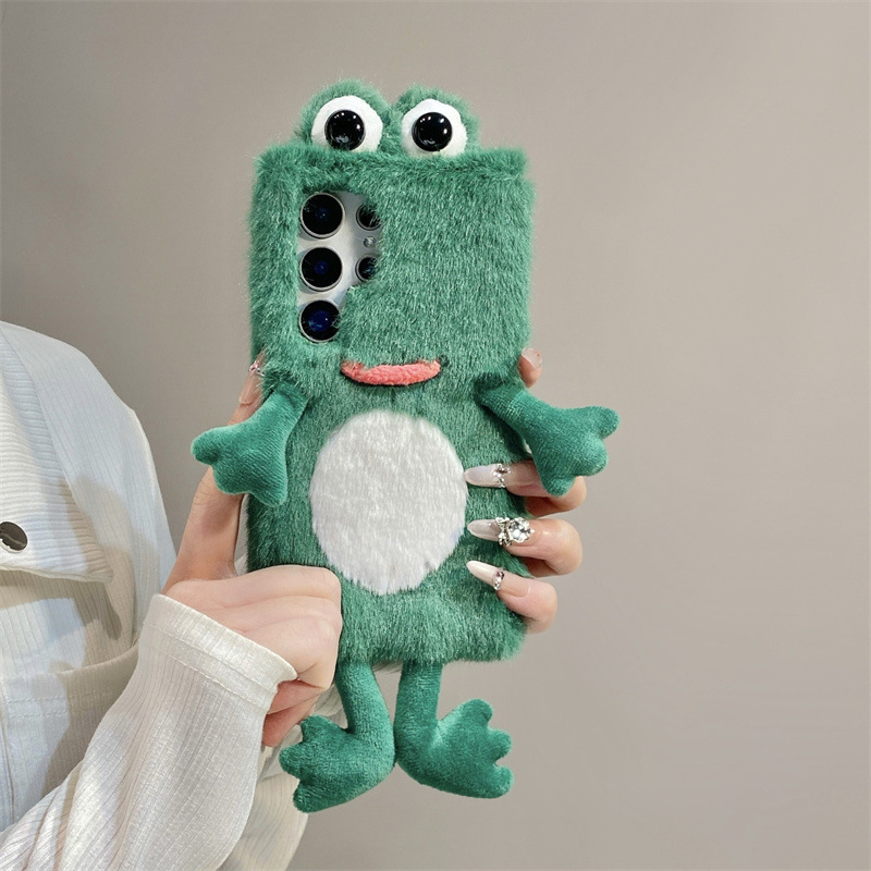 ぬいぐるみカエルのスマホケース、かわいい緑色の動物3Dソフト - Samsung Galaxy S25 のレビューと価格