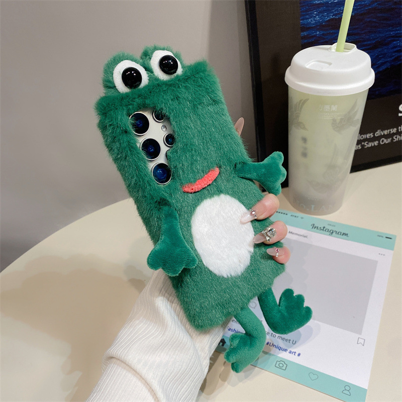 ぬいぐるみカエルのスマホケース、かわいい緑色の動物3Dソフト - Samsung Galaxy S25 のレビューと価格